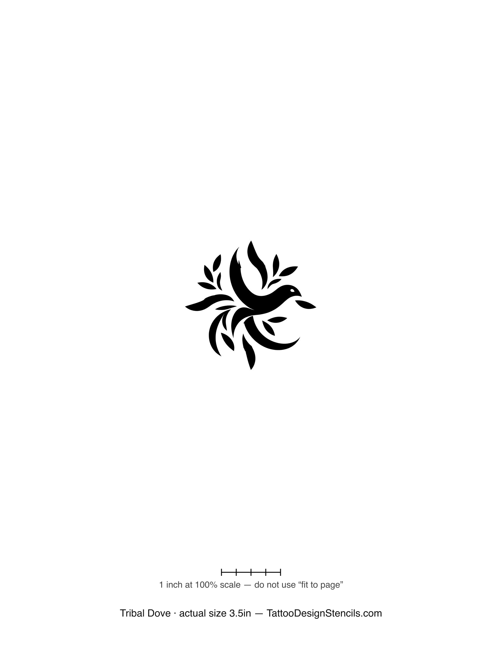 Tribal dove tattoo stencil — dove in sweeping tribal curves