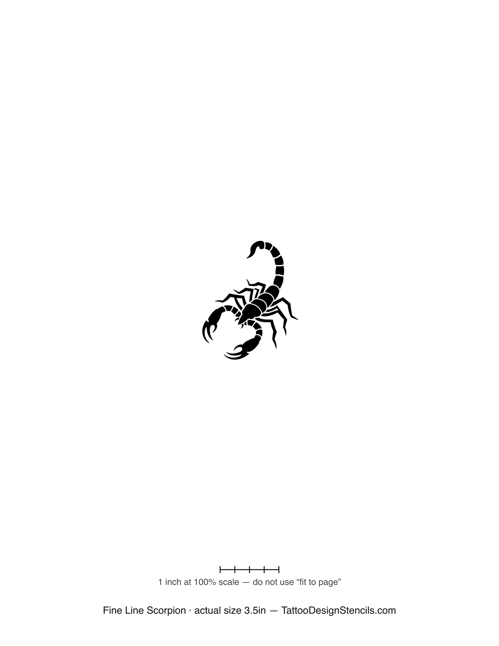 Fine line scorpion tattoo stencil — delicate thin-line scorpion