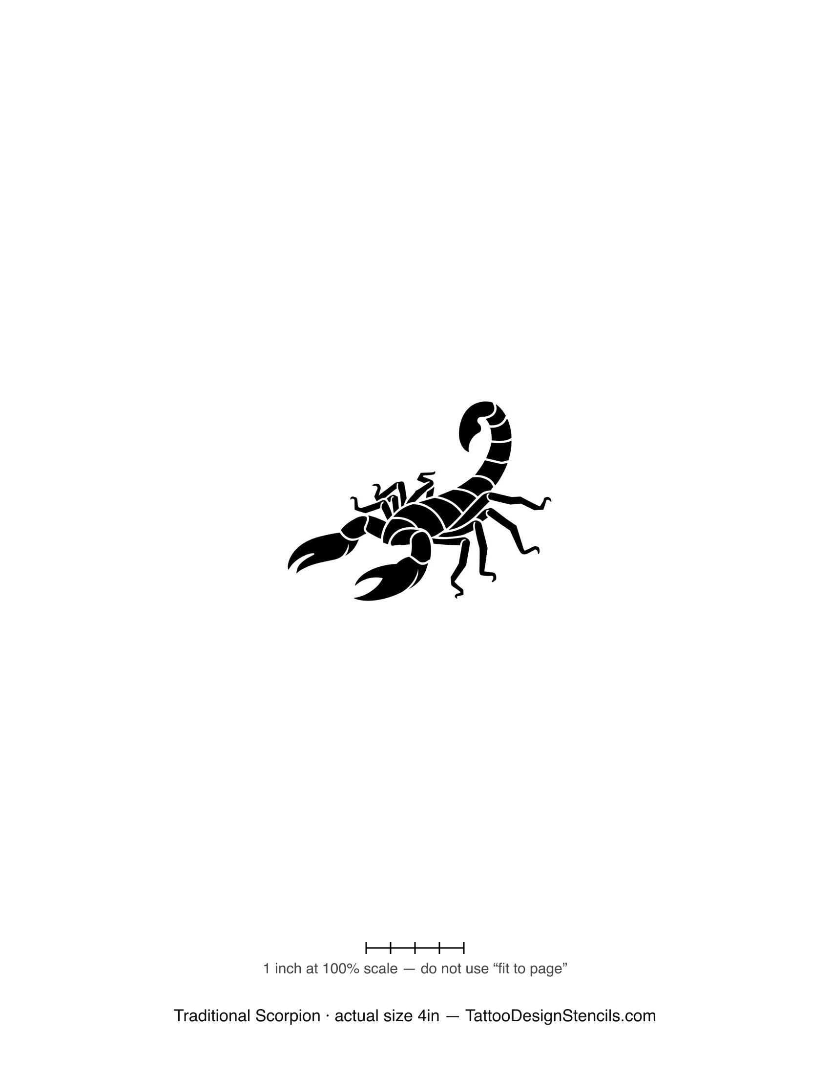 Traditional scorpion tattoo stencil — bold old-school scorpion