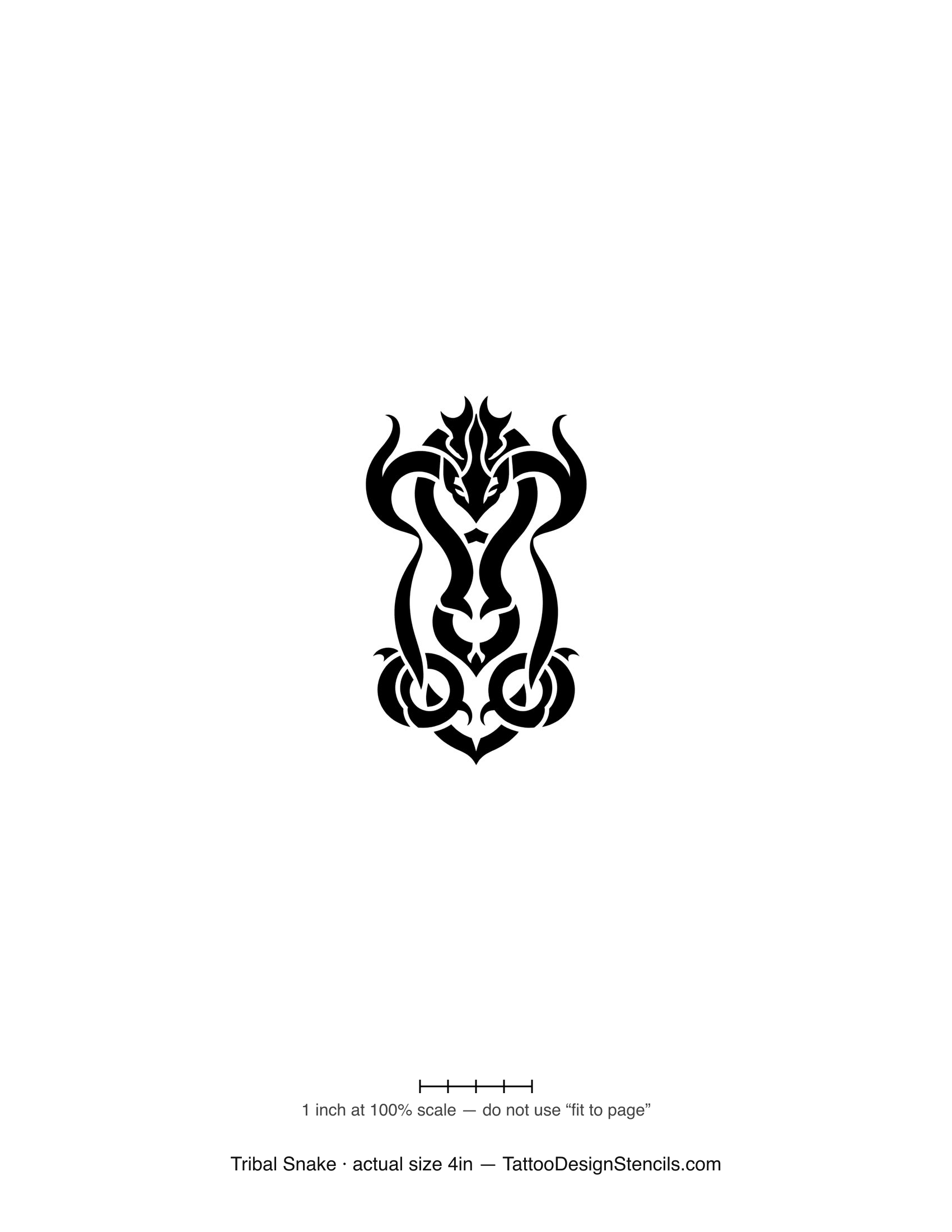 Tribal snake tattoo stencil — sweeping solid black tribal serpent