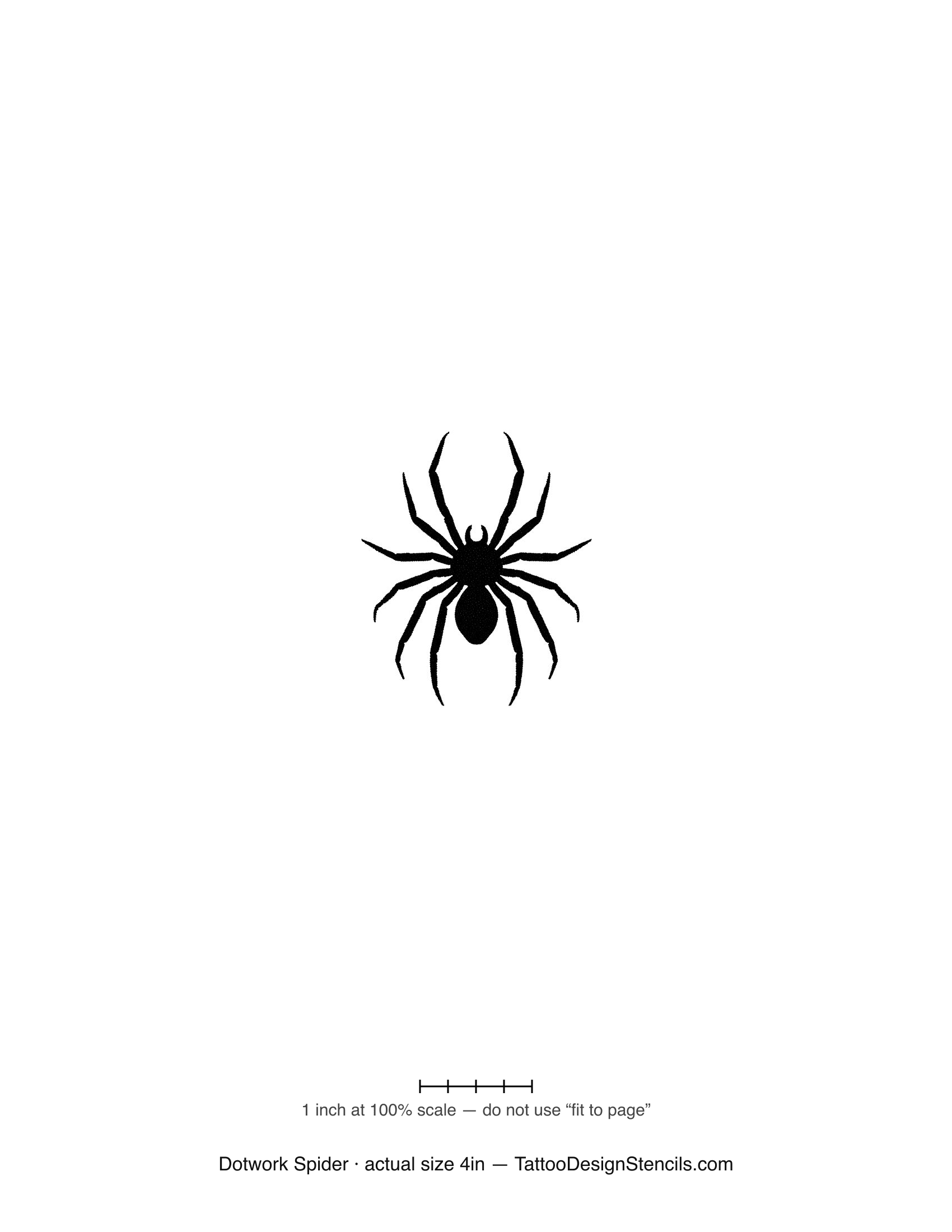 Dotwork spider tattoo stencil — spider in fine stipple shading