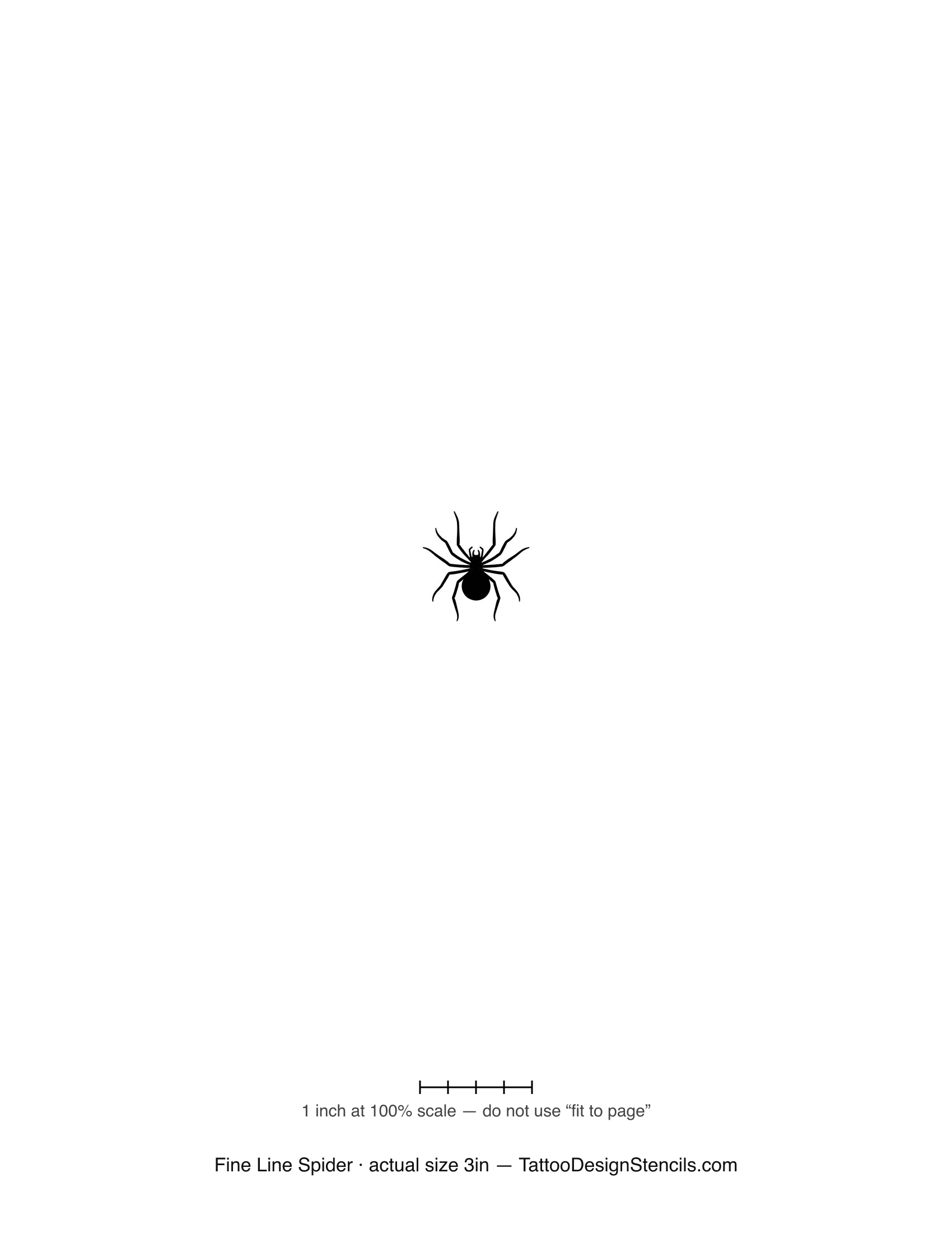 Fine line spider tattoo stencil — delicate thin-line spider